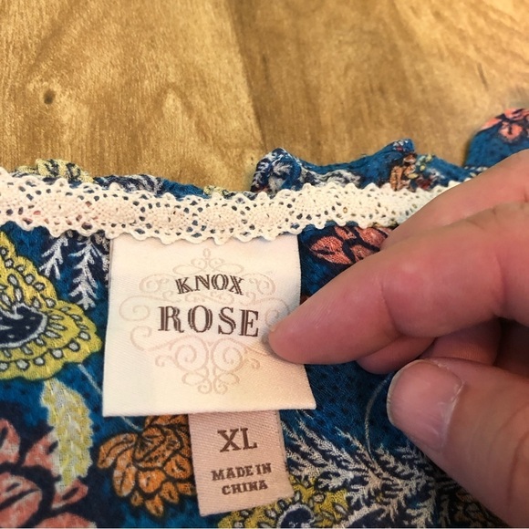 Knox Rose Womens Blue Shirt Size XL Sleeveless Tank Floral Paisley Blouse - Picture 7 of 8